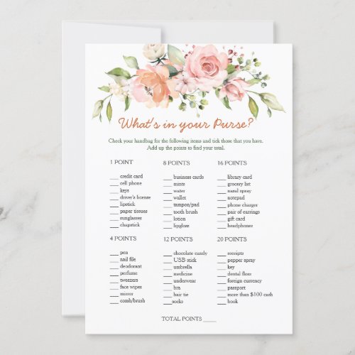 Floral Bridal Purse gameWedding Scramble Invitation