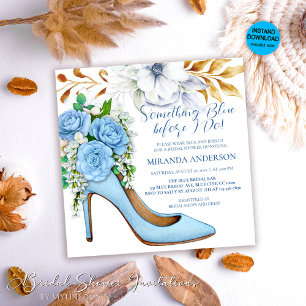 Floral Bridal Shoe Something Blue Bridal Shower Invitation