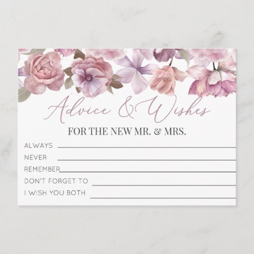 Floral Bridal Shower Advice and Wishes Enclosure Card