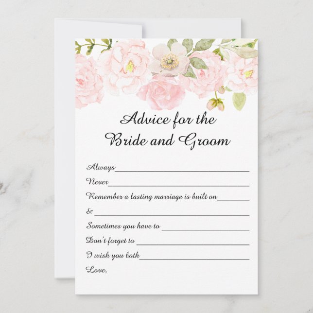 Floral Bridal Shower Advice Cards (Front)