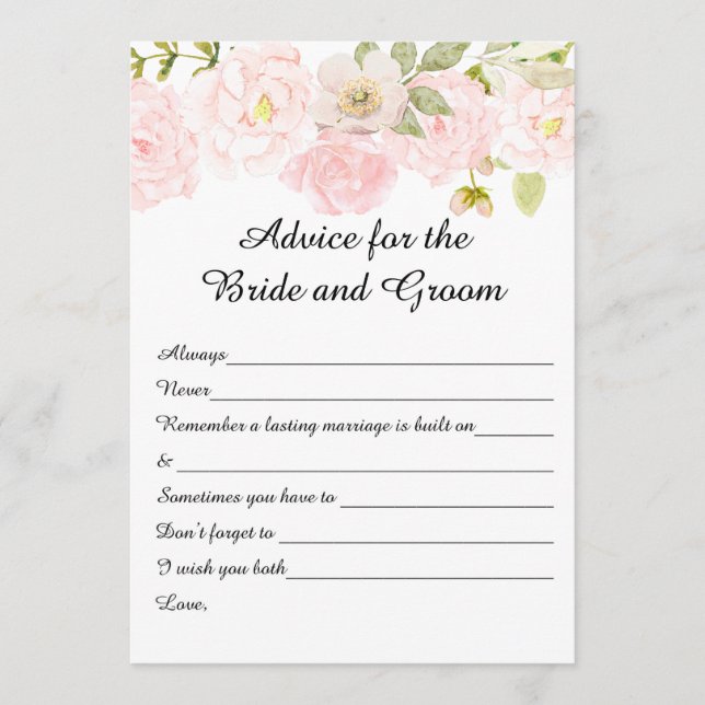 Floral Bridal Shower Advice Cards (Front)