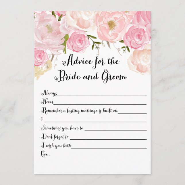 Floral Bridal Shower Advice Cards (Front)