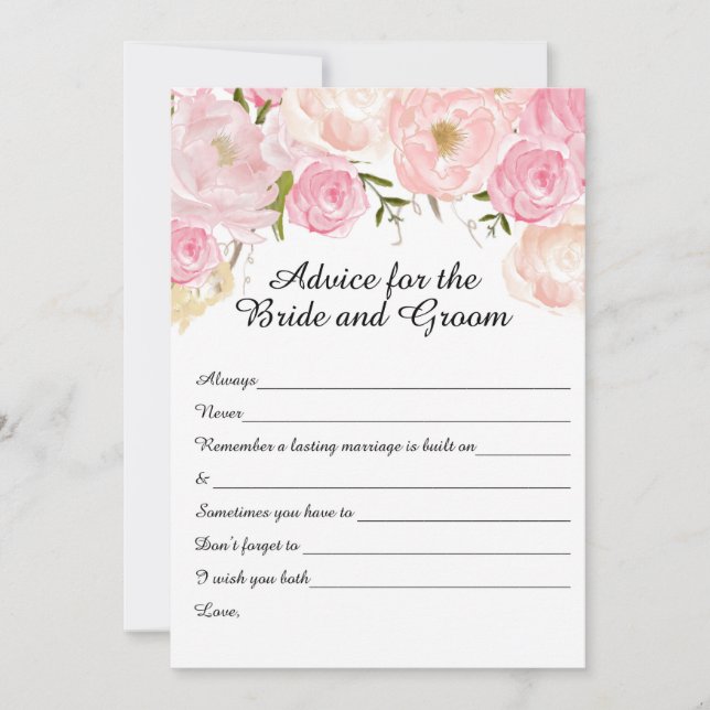 Floral Bridal Shower Advice Cards (Front)
