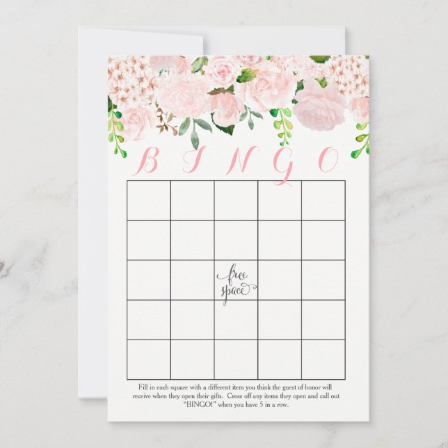 Floral Bridal Shower Bingo Cards (Front)