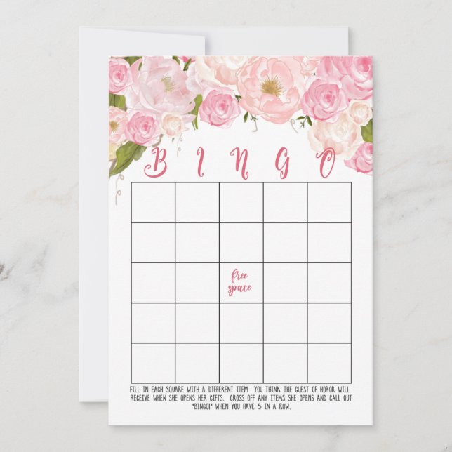 Floral Bridal Shower Bingo Cards (Front)