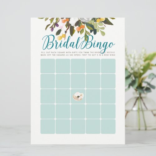 Floral Bridal Shower Bingo Cards Robins Egg Blue