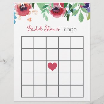 Floral Bridal Shower Bingo Game by LaurEvansDesign at Zazzle