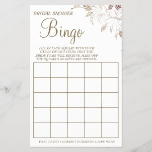 Floral Bridal Shower Bingo game card Flyer