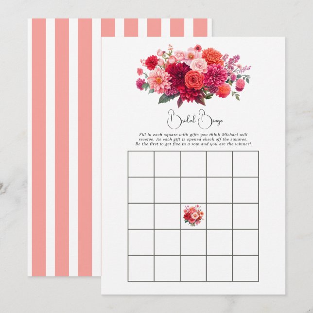 Floral Bridal Shower Bingo Game Invitation (Front/Back)