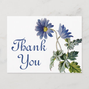 Floral Bridal Shower Blue Daisy Flowers Watercolor Postcard