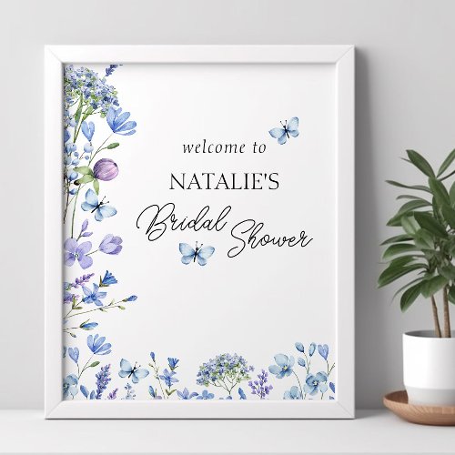 Floral Bridal Shower Blue Wildflower Welcome Poster