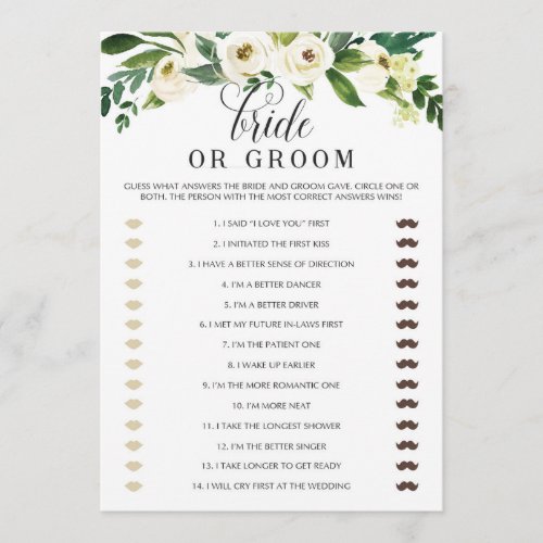 Floral Bridal Shower Bride or Groom Game Thank You Card