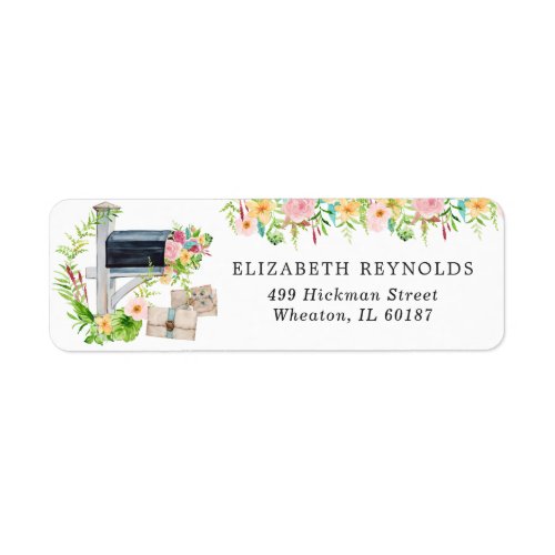 Floral Bridal Shower by Mail  Return Address Label