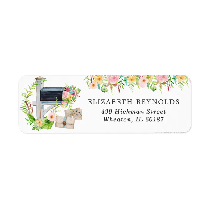 Floral Bridal Shower by Mail | Return Address Label | Zazzle.com
