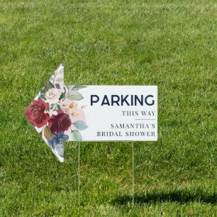 Floral Bridal Shower Car Parking Arrow Sign
