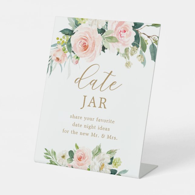 Floral Bridal Shower Date Jar Sign (Front)