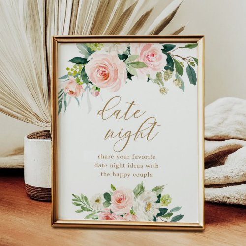 Floral Bridal Shower Date Night Ideas Sign