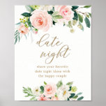 Floral Bridal Shower Date Night Ideas Sign<br><div class="desc">Bridal Shower Date Night Ideas | Date Night Ideas Sign</div>