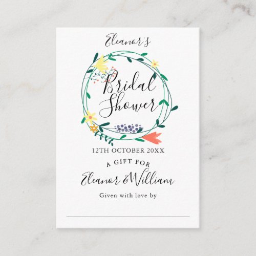 Floral Bridal Shower Display Card and Tag