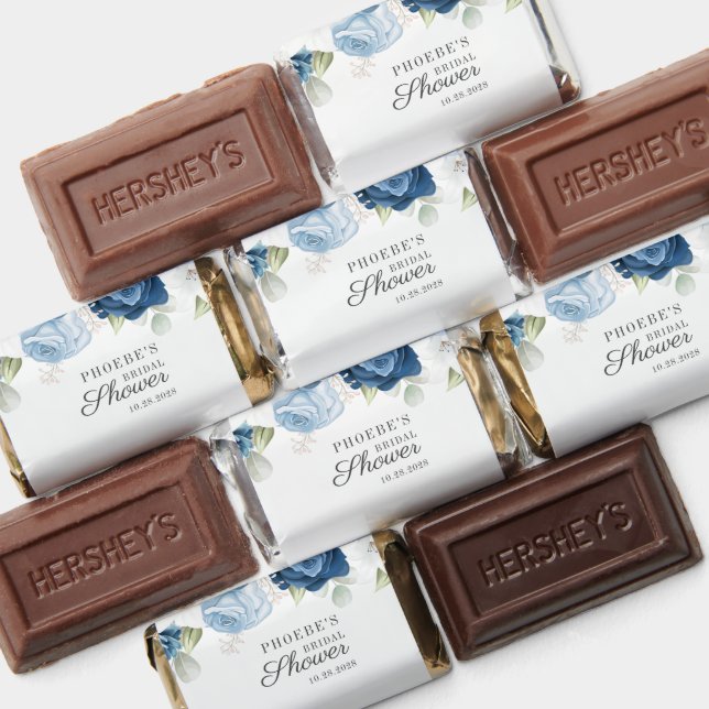 Floral Bridal Shower Dusty Blue Flowers Script Hershey's Miniatures (Assorted)