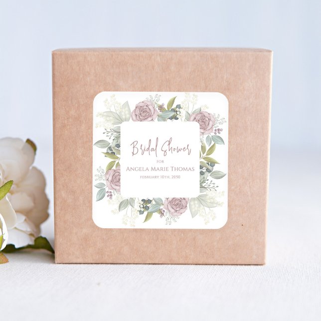 Floral Bridal Shower Dusty Rose Botanical Flower Paper Dinner Napkins (Blush pink floral bridal shower sticker. )
