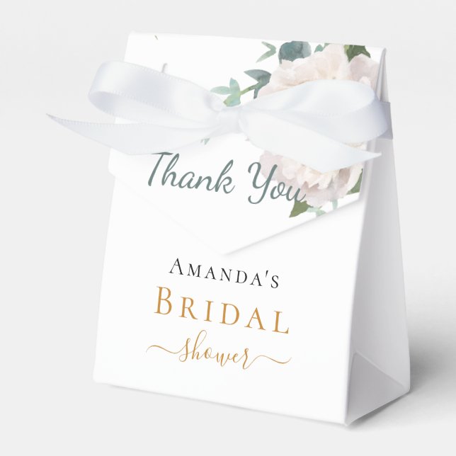 Floral Bridal Shower eucalyptus thank you Favor Boxes (Front Side)