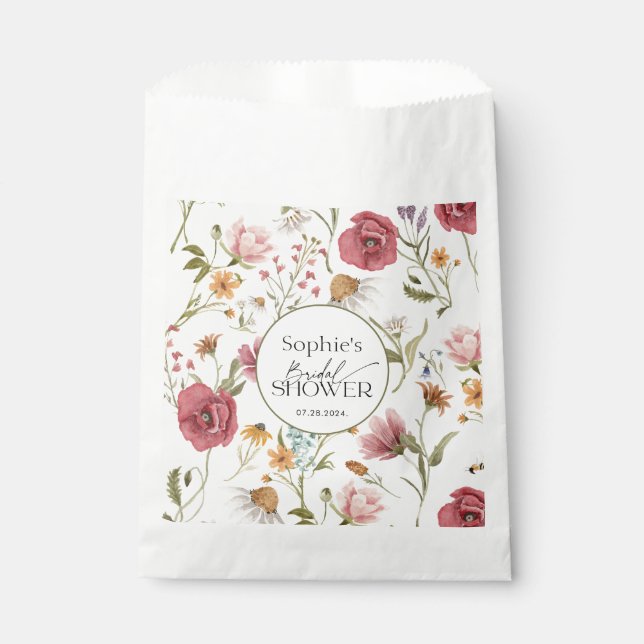 Floral Bridal Shower  Favor Bag (Front)