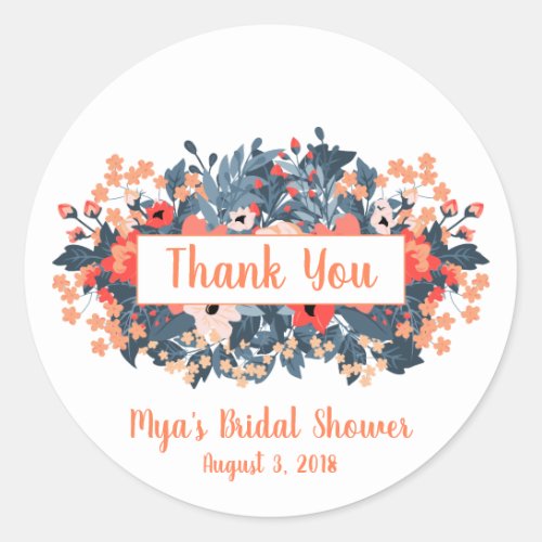 Floral Bridal Shower Favor Stickers