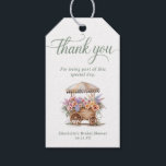 Floral Bridal Shower Flowers Thank You Gift Tags<br><div class="desc">Add a thoughtful finishing touch to your favors with these Floral Bridal Shower Flowers Thank You Gift Tags, perfect for a “Fresh Off the Market” or rustic garden-themed bridal shower. Featuring a romantic and whimsical watercolor illustration of a wooden flower cart filled with vibrant pink peonies, peach roses, lavender lilacs,...</div>