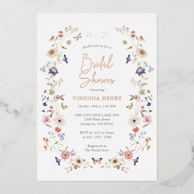 Floral Bridal Shower Foil Invitation (Front)