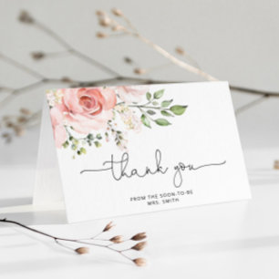 Floral bridal shower folded thank you card