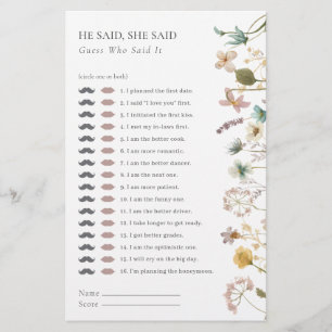 Floral Bridal Shower Game