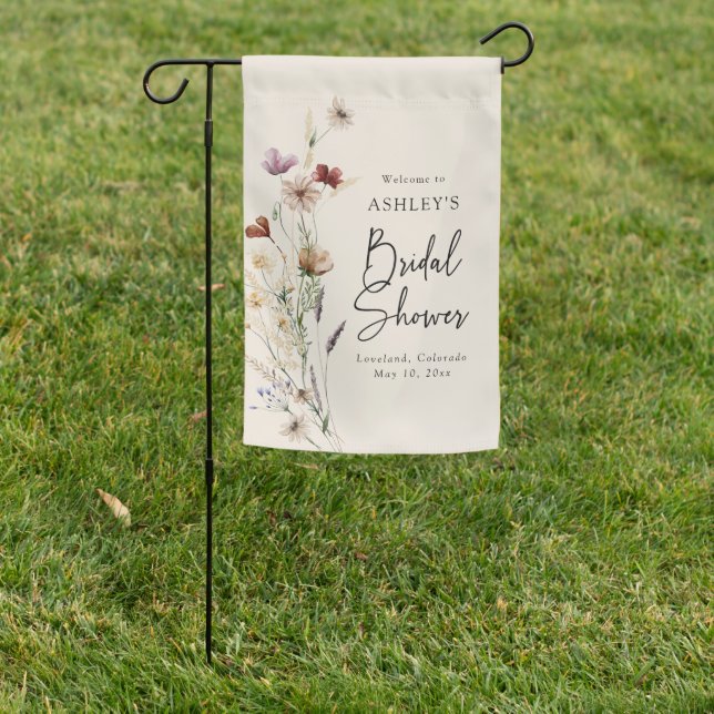 Floral Bridal Shower Garden Flag (In SItu)