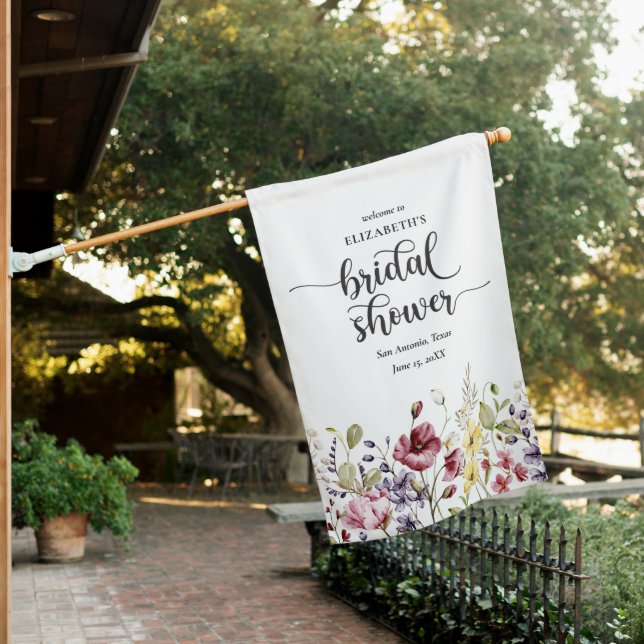 Floral Bridal Shower Garden Flag (In SItu)