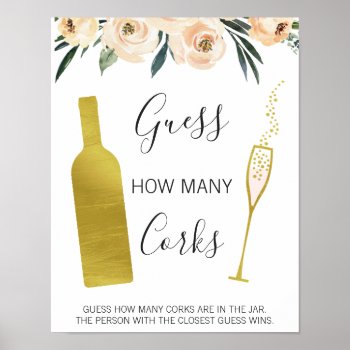 Floral Bridal Shower Guess How Many Corks Sign by figtreedesign at Zazzle