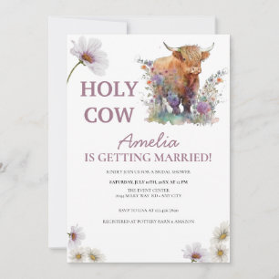 Floral Bridal Shower Holy Cow Western Invitati Invitation