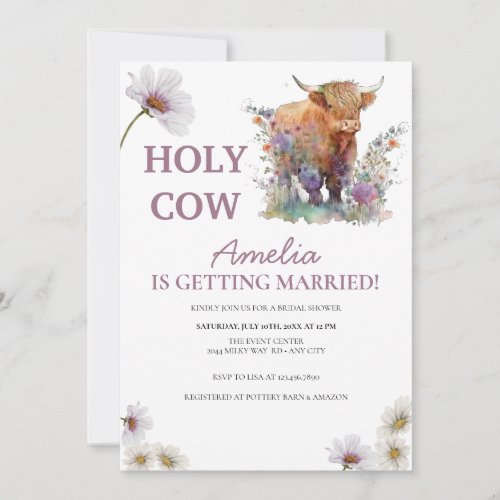 Floral Bridal Shower  Holy Cow  Western Invitati Invitation