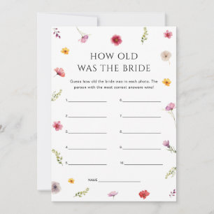 Floral Bridal Shower How Old Was the Bride Game Invitation
