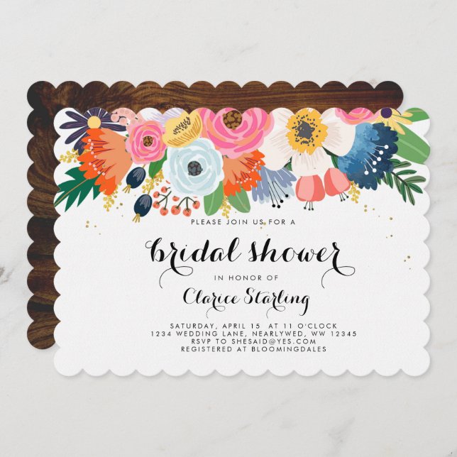 Floral Bridal Shower Invitation (Front/Back)