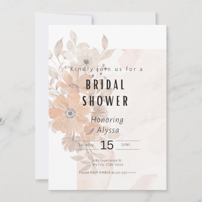 Floral Bridal Shower Invitation  (Front)