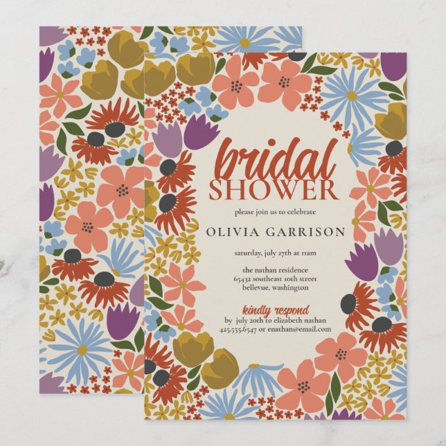 Floral Bridal Shower Invitation (Front/Back)