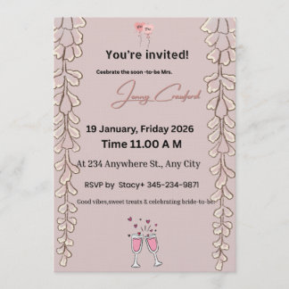 Floral Bridal Shower Invitation | Custom Name & De