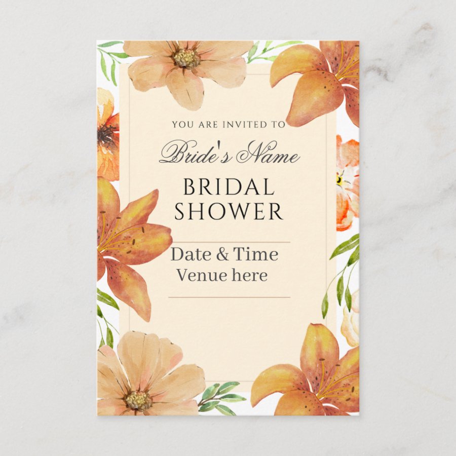 Floral Bridal Shower Invitation Fully Customizable