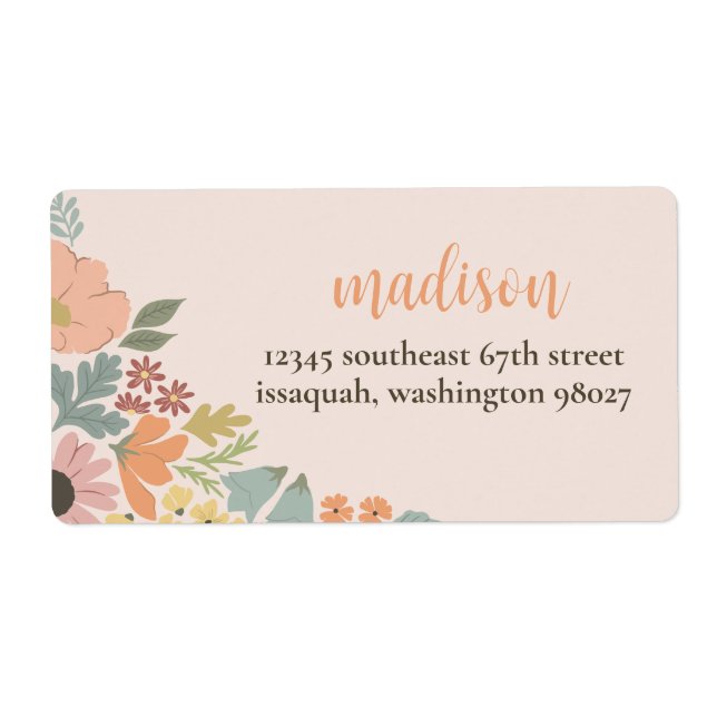Floral Bridal Shower Invitation Insert Label (Front)