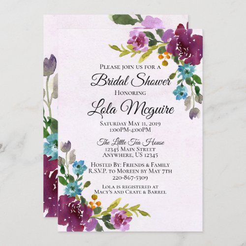 Floral Bridal Shower Invitation _ Jewel Tones