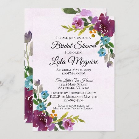 Floral Bridal Shower Invitation - Jewel Tones