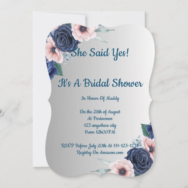 Floral bridal shower invitation,modern,boho. save the date (Front)