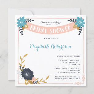 Floral Bridal Shower Invitation, Modern Invitation