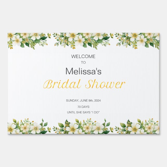 Floral Bridal Shower Invitation Sign (Front)