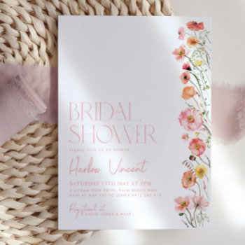 Floral Bridal Shower Invitation Wildflowers Modern by PaperMinx at Zazzle